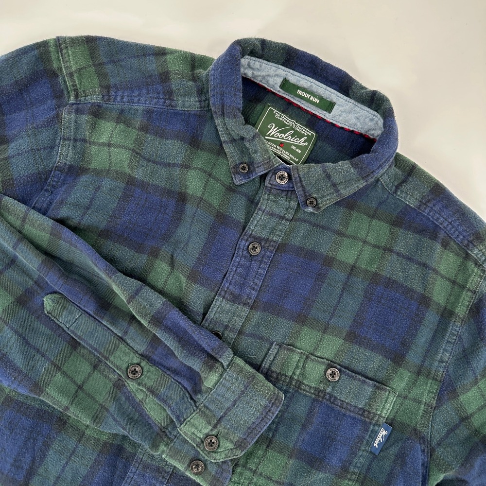 Woolrich Troutโ Run Plaid Flannel Button Down Shirt Men Classic Outdoor Style XL